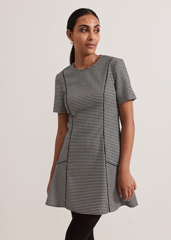 Phase Eight Petite Viola Houndstooth Dress Black/Multicolor Canada | OAPKFH-079